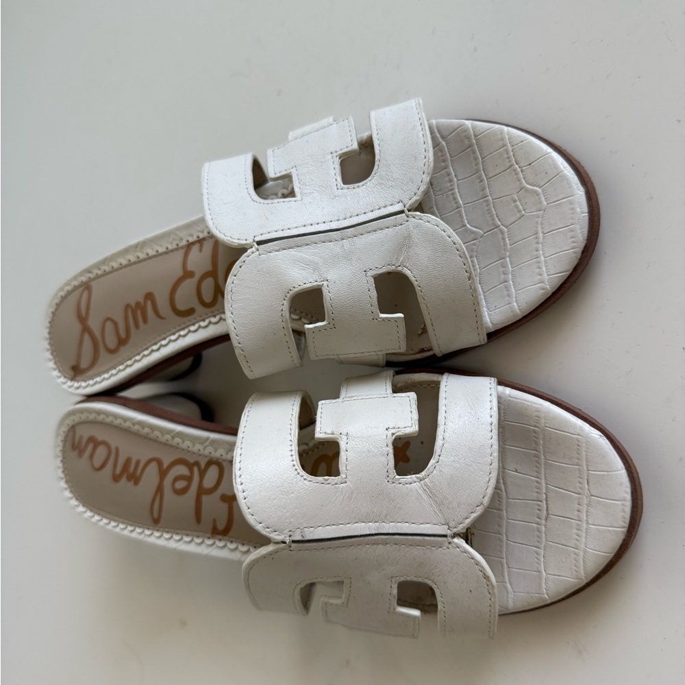 Sam Edelman White Leather Sandals Minimalist Design